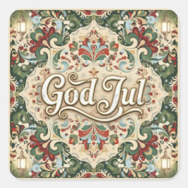 God Jul Norskt Jul Sverige Jul Sticker Fyrkantigt Klistermärke