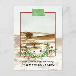 God jul North Dakota Underbar Plains Winter Helg Vykort
