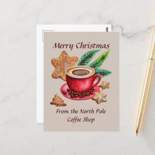 God jul North Pole Coffee Shop Vykort