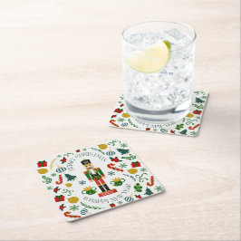 God jul nötknäppare anpassad monogram underlägg papper kvadrat