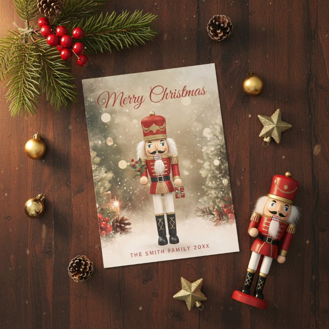 God jul nötknäppare familj julkort (Nutcracker family holiday card brings festive elegance to your loved ones' mailboxes.)