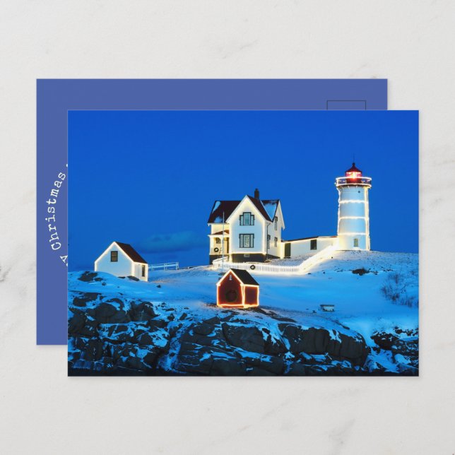 God jul Nubble Lighthouse Helg Vykort (Fram/baksida)