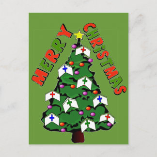 God jul Nurse Cap Träd Helg Vykort