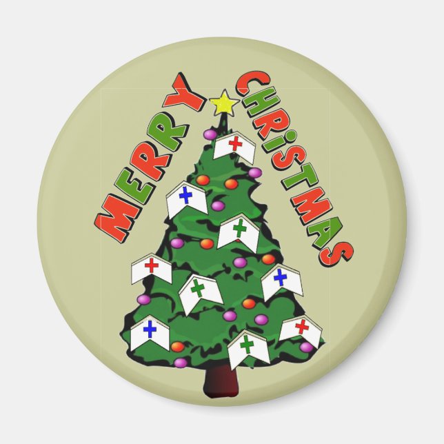 God jul Nurse Cap Träd Magnet (Framsidan)