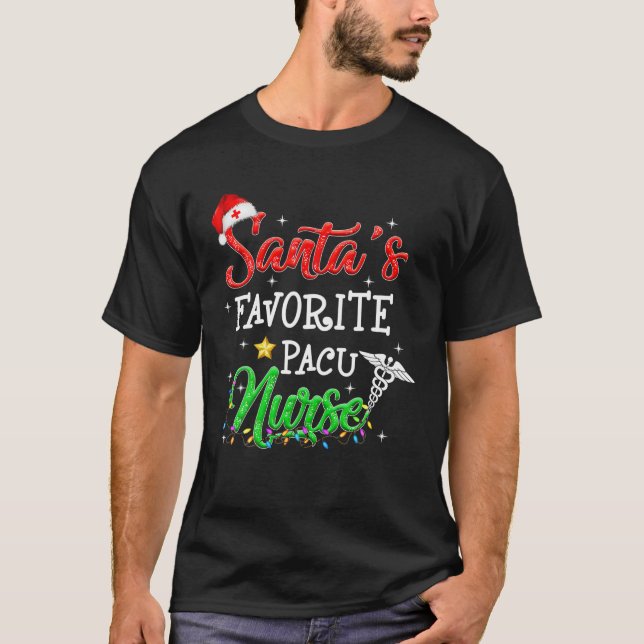 God jul Nurse Crew RN Santa's Favorite PAC T Shirt (Framsida)