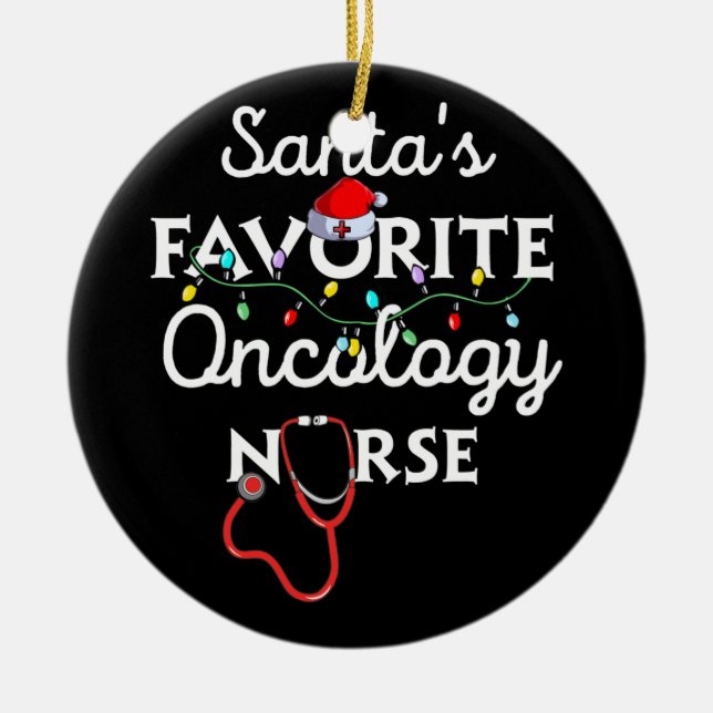 God jul Nurse Crew Santa's Oncology Julgransprydnad Keramik (Framsidan)
