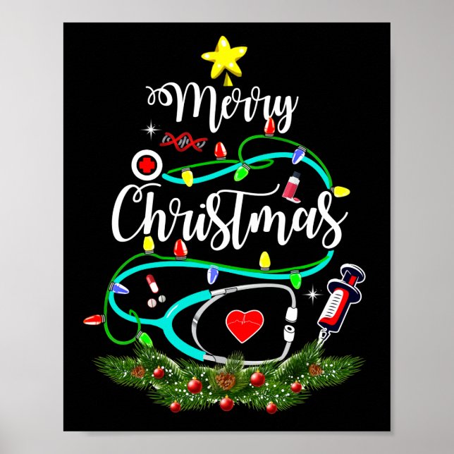 God Jul Nurse Doktor Life Medical Stethoscope Poster (Framsidan)