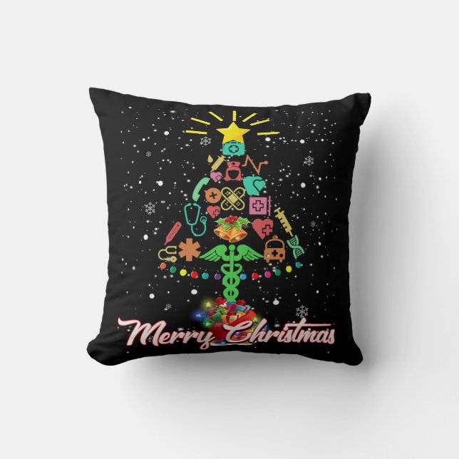 God jul Nurse Funny PICU Nurse jul Kudde (Framsida)