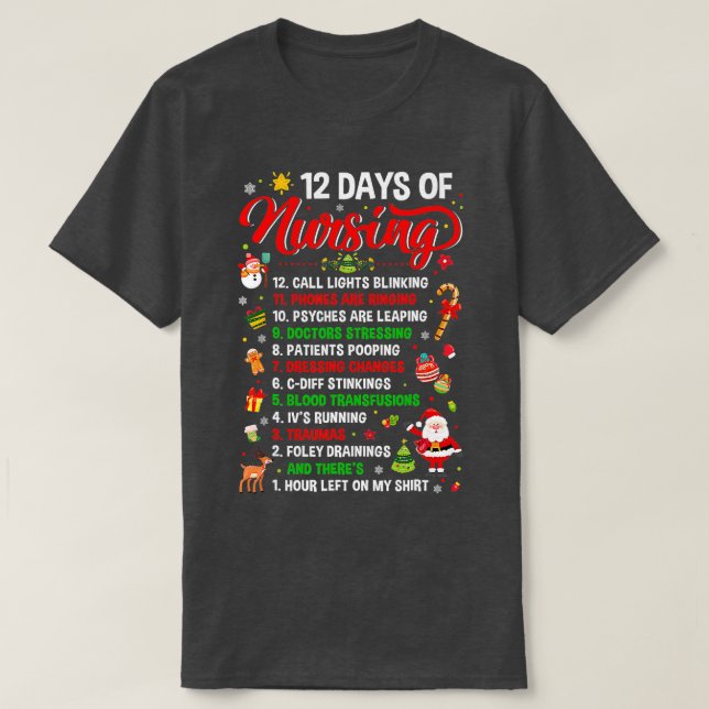 God jul Nurse Julafton 12 dagars sjuksköterska i P T Shirt (Design framsida)