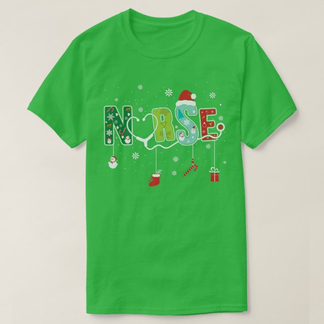 God jul Nurse Life Stethoscope jul X T Shirt (Design framsida)