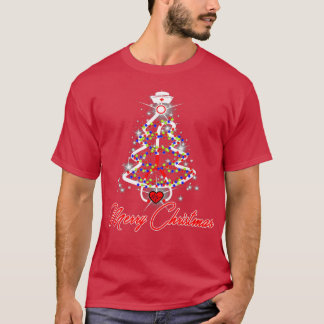 God jul Nurse Stethoscope Träd Ljus Paja T Shirt