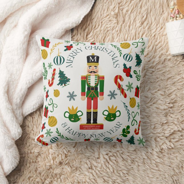 God jul nutcracker anpassningsbar monogram kudde (Filt)