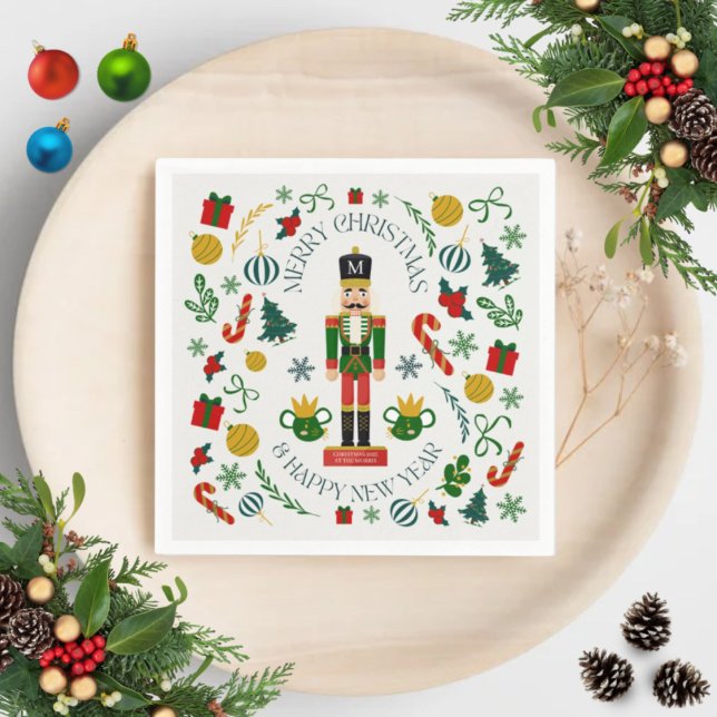 God jul nutcracker anpassningsbar monogram pappersservett (Skapare uppladdad)