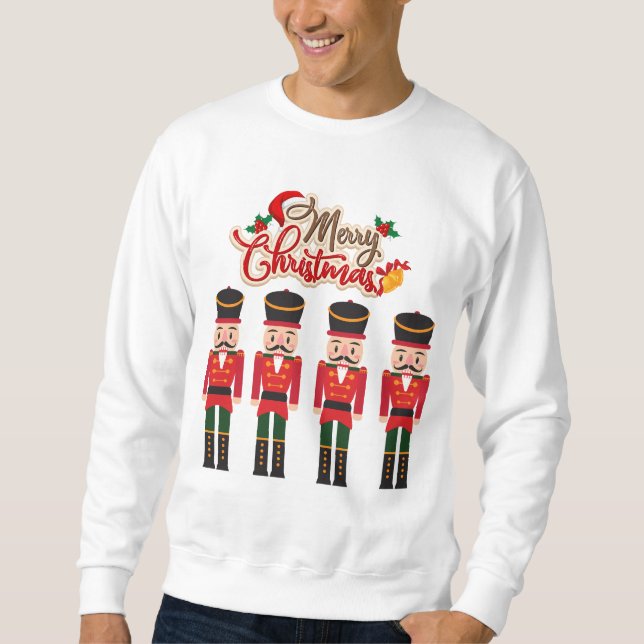 God jul Nutcracker Festive Helgdag Tee Lång Ärmad Tröja (Framsida)