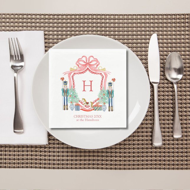 God jul Nutcracker monogram Pappersservett (Skapare uppladdad)