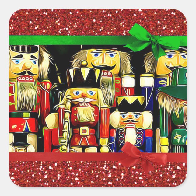 God jul Nutcracker Stickers Fyrkantigt Klistermärke (Framsida)