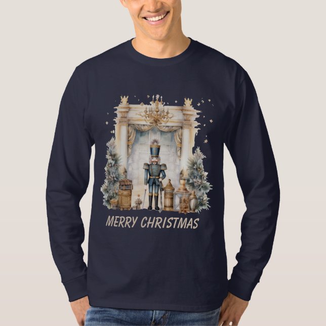 God jul nutcracker, vattenfärg t shirt (Framsida)