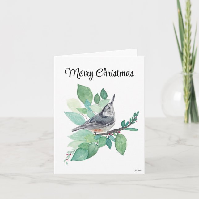 God jul Nuthatch Bird Helgdag Card Kort (Framsida)