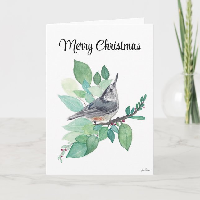 God jul Nuthatch Bird Helgdag Card Kort (Framsida)