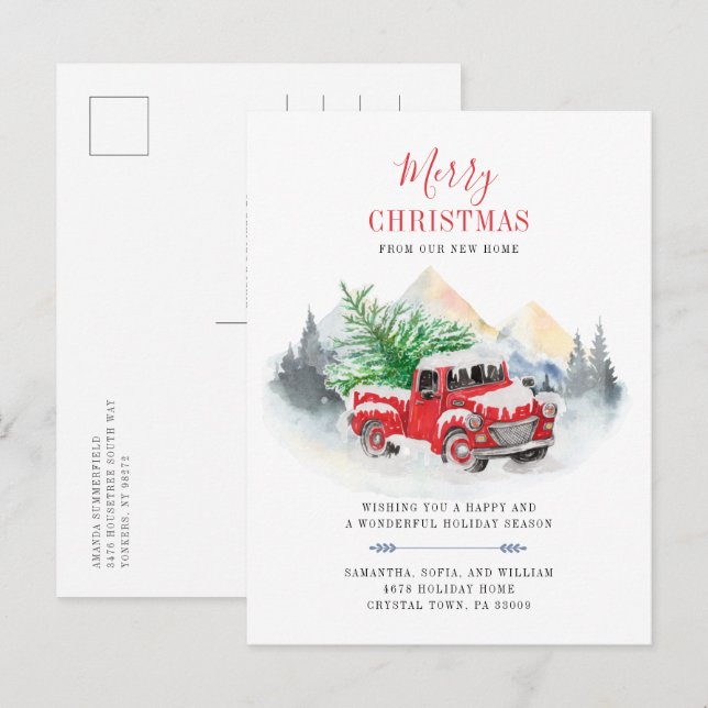 God jul Ny adress Helgdag Flytta Meddelande Vykort (Fram/baksida)