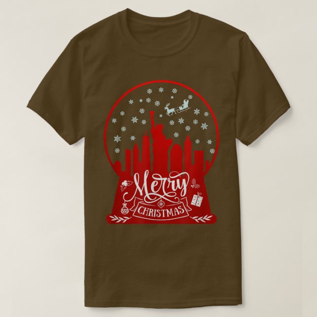 God jul nya york-skylin i snö globe sno t shirt (Design framsida)