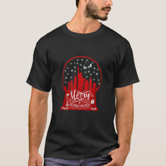 God jul nya york-skylin i snö globe sno t shirt