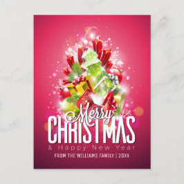 God jul nyår Önskemål med familjefoto Helg Vykort