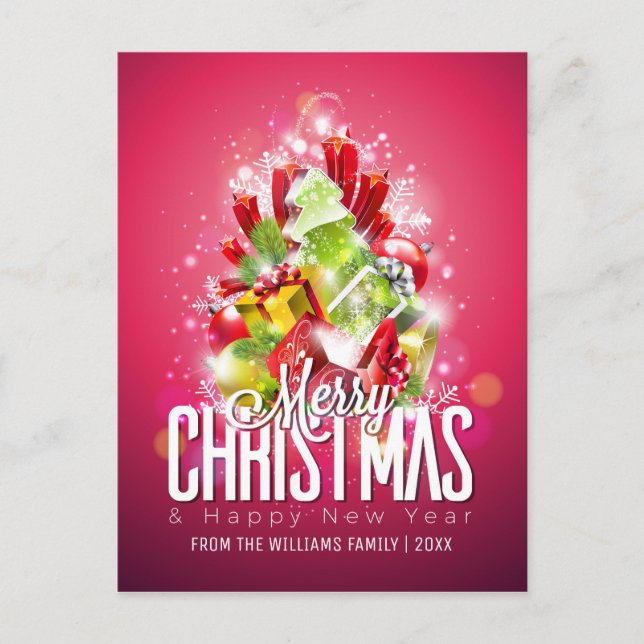 God jul nyår Önskemål med familjefoto Helg Vykort (Framsida)