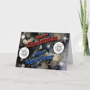 God jul nyår Silver med foton Helgkort