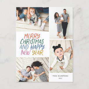 God jul nyårsfärgad 4 fotokollage helg vykort