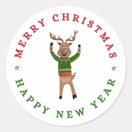 God jul nyårsmärkning av renar runt klistermärke