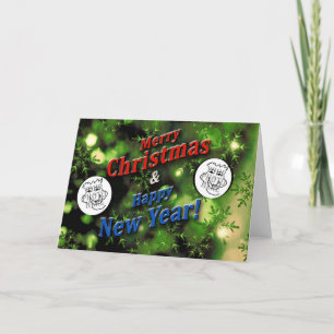 God jul - nyårsmodell med Grönt med foton Helgkort