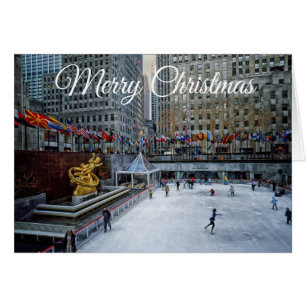 God jul NYC Rockefeller Skater Card Hälsningskort