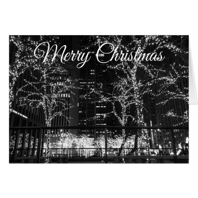 God jul NYC vid nattkort Hälsningskort (Framsidan Horizontal)