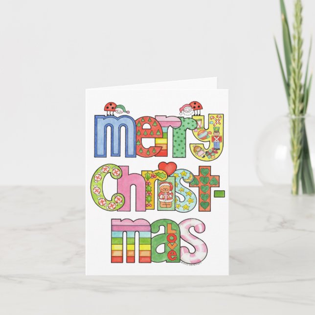 God Jul Nyckelpigan Bokstäver Kort (Framsida)