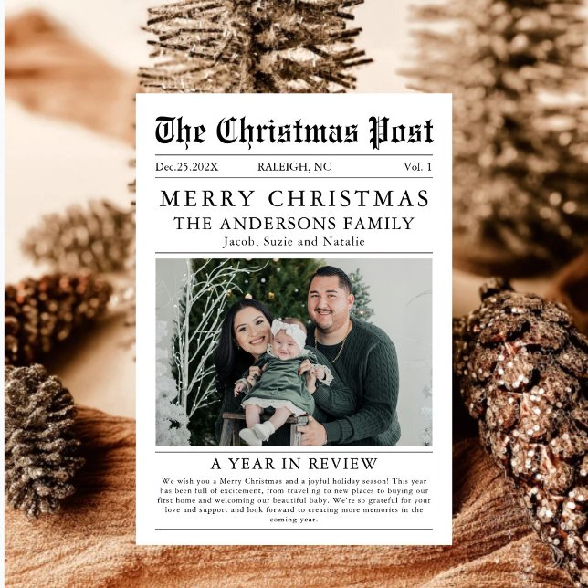 God jul nyhetsbladefoto - ett år under granskning julkort (Skapare uppladdad)