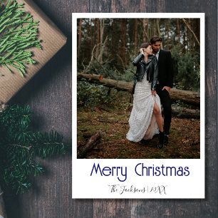 God Jul Nyligen Gifta Foto Midnattblått Julkort