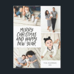 God jul nytt år 4 fotokollage helg vykort<br><div class="desc">Den här snyggten och det fantastiska vykortet med flera helgdag har en handskriven stil med en fotokollage som visar 4 av dina foton. På baksidan lägger du till returadressen och ett förtryckt meddelande om anpassningsbar för enkel och snabb helgdag-kortutskick. Lägg bara till foton och text med några knappar och klick...</div>