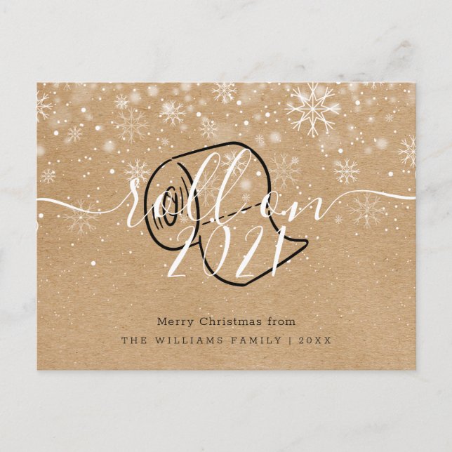 God Jul Nytt År Rustik Rullande Kul Inbjudan Vykort (Framsida)