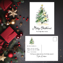 God Jul Nytt Hem Modern Julgran Meddelande Vykort