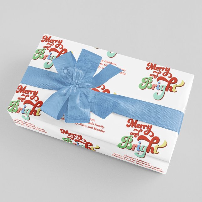 God jul och Anpassningsbar i Reino-serien Presentpapper (Retro Merry and Bright Holiday wrapping paper. )