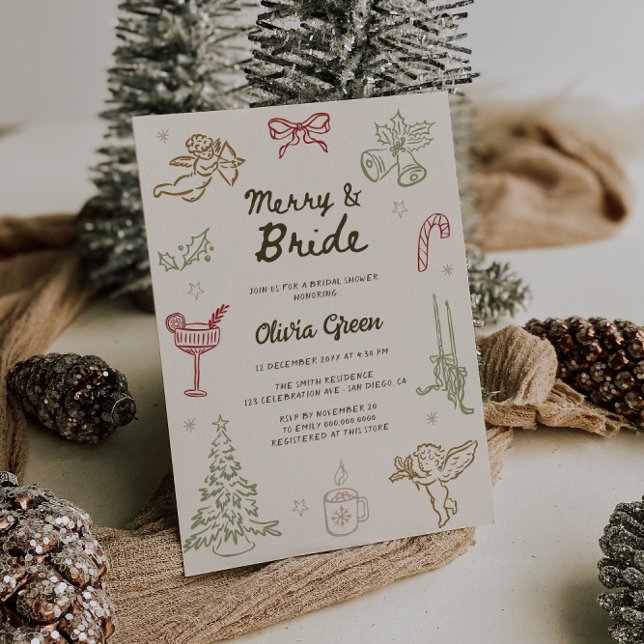 God jul och Bride Hand plockade Möhippa Inbjudningar (Skapare uppladdad)