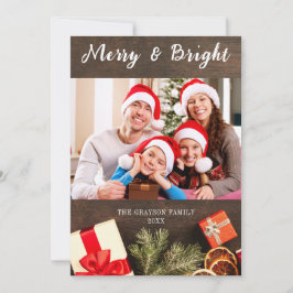 God jul och Bright Barn Wood Photo jul Card Inbjudningar
