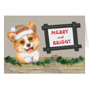 God jul och Bright Cute Corgi Hund jul Hälsningskort