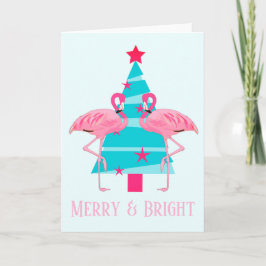 God jul och Bright Flamingos Beach Theme jul Helgkort