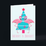 God jul och Bright Flamingos Beach Theme jul Helgkort<br><div class="desc">Merry och Bright Flamingos Beach Theme Julgran hälsningskort i klassisk rosa-, turkos- och tealtropiska färg paletten. De här korten är tomma för att du ska kunna anpassa dig. Ett underbart kustjullkort för alla som bor vid havet. Du kan också ladda ned det här kortet digitalt för att skicka via e-post...</div>