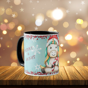 God jul och Bright jul Unicorn Kids Mugg