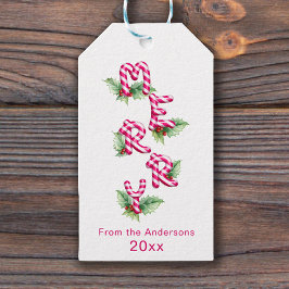 God jul och Bright Red Candy cane Presentetikett