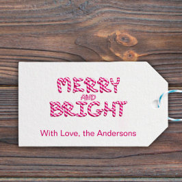 God jul och Bright Red Candy cane Presentetikett
