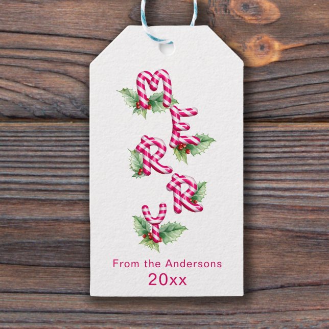 God jul och Bright Red Candy cane Presentetikett (Skapare uppladdad)